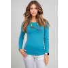 Dámske tričko s dhým rukávom - tyrkysové (Veľkosť XS)