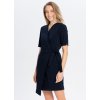 Zavinovacie zdravotnícke šaty EXKLUZÍV - námornícke modré (Veľkosť 40)