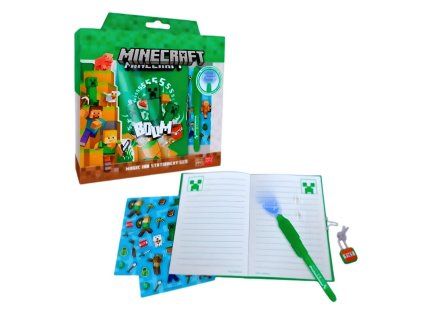 DÁRKOVÁ SADA TAJNÉ PERO, NOTES A SAMOLEPKY MINECRAFT (Velikost uni)