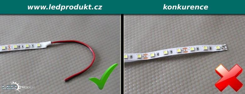 LED pásek je vždy ukončen 15cm dvojlinkou