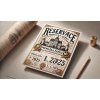 DALL·E 2025 01 12 09.53.33 A digital mockup representing a reservation for a castle tour. The scene features a stylized ticket with the text 'Rezervace' prominently displayed in