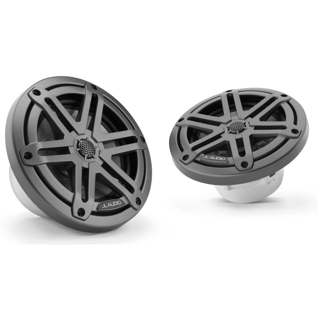 JL AUDIO M3-650X-S-Gm 6,5-palcové (165 mm) morské koaxiálne reproduktory, šedé kovové športové mriežky