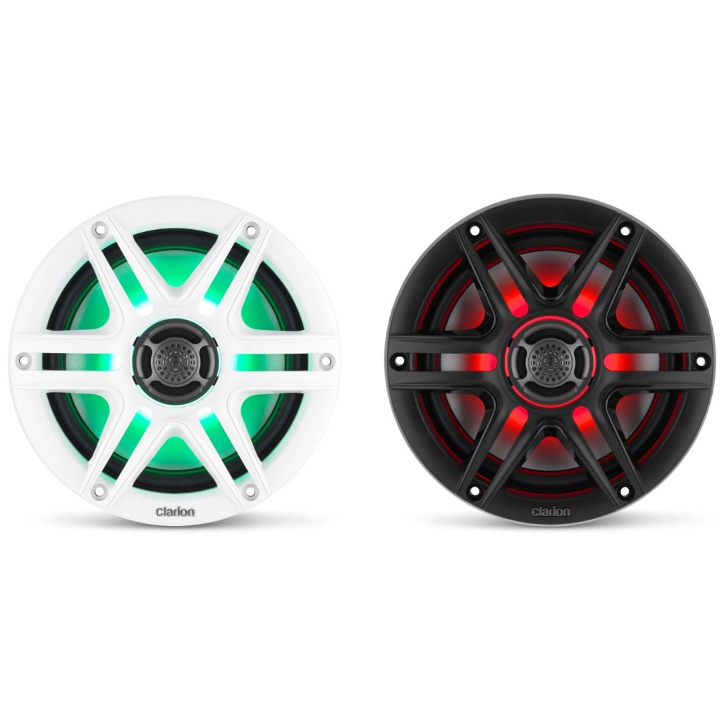 CLARION MARINE AUDIO CMS-651RGB-SWB 6,5-palcové (165 mm) morské koaxiálne reproduktory, športové mriežky s RGB LED osvetlením - pár