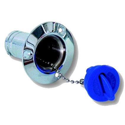 METALLFABRIKEN NORDEN Palubný plniaci otvor s modrou zátkou pre 38 mm hadicu  plniaci otvor s nápisom WATER