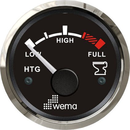 WEMA Ukazovateľ stavu fekálnej nádrže, čierny čiselník, nerezový rám 52 mm  model C wema