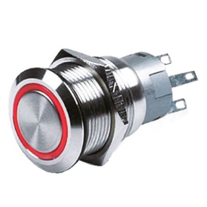 HELLA MARINE Spínač tlačidlový s LED indikátorom červený  zapnutie + LED ON / vypnutie + LED OFF
