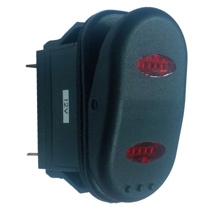 Prepínač 12 V, 5 pólový s LED, ON - OFF - PUSH