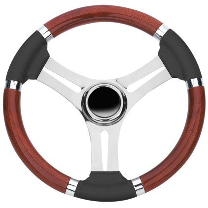 OSCULATI Volant 350 mm nerezový, mahagónový s čiernymi vložkami