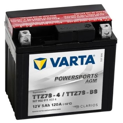 VARTA AGM TTZ7S-4, 12 V, 5 Ah  YTZ7S-BS 507902011 549634 TTZ7S-BS TTZ7S-4