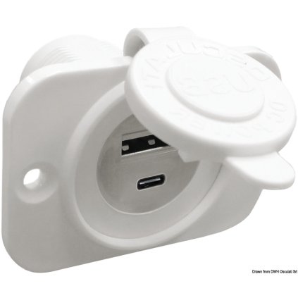 OSCULATI USB konektor typu A + biely typ C