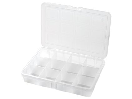 Zásobník / krabička s priehradkami, 12 priečinkov, priehľadná