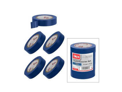 Elektrikárska izolačná páska 15mm / 10 m, modrá, 5 ks