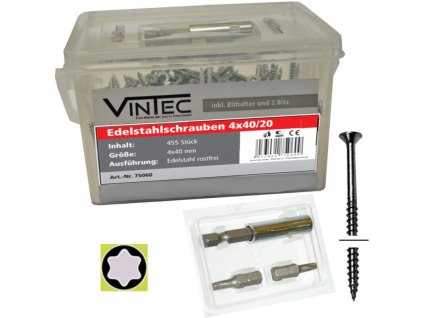 Nerezové skrutky 4x40 T20, 455 ks