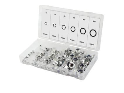 Šesťhranné matice poistné DIN 985, 150-dielna sada