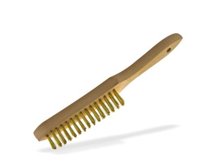 Mosadzná drôtená kefa 4-radová s drevenou rukoväťou DMB4H