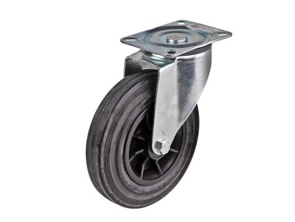 Otočné gumové koliesko s plastovým diskom 200 mm, do 80 kg