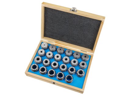 Upínacie klieštiny ER40 4-26 mm v drevenom boxe, 24-dielna sada