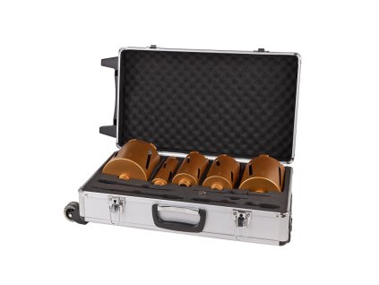 HM vŕtacie korunky v hliníkovom pojazdnom kufríku, 11-dielna sada