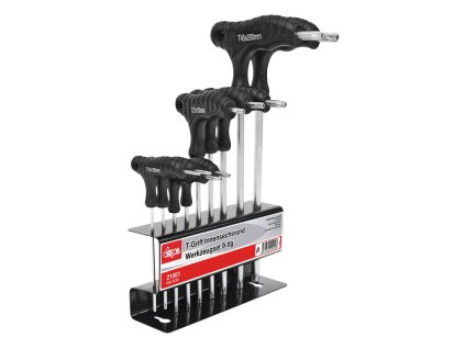 Kľúče torx s T-rukoväťou so stojanom, 9-dielna sada