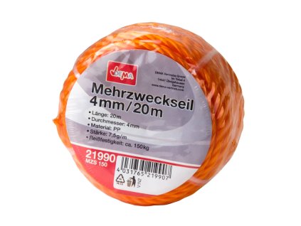 Viacúčelové lano 4 mm / 20 m MZS 150