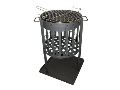 Záhradné ohnisko s grilom Profi, čierne