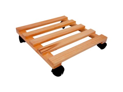 Pojazdná drevená podložka pod kvety 35x35 cm