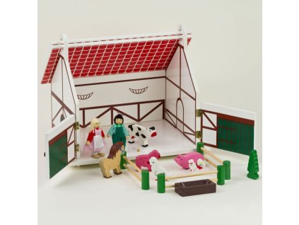 Drevená farma s figúrkami