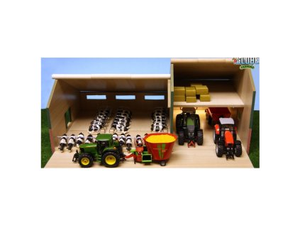 Maštaľ pre kravičky s prístreškom pre stroje 1:32