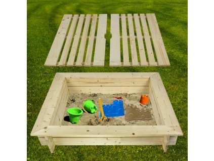Drevené pieskovisko s krytom 120x120 cm