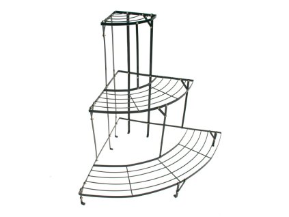 Rohové schody na kvety 3 police, tmavozelené