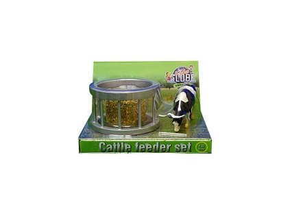 Kŕmna súprava s okrúhlym balom slamy a kravou 1:32