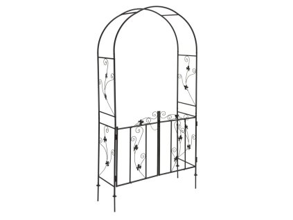 Kovová pergola na ruže s dvierkami