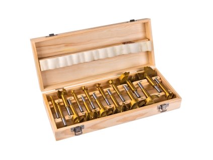 Forstnerove vrtáky v drevenom boxe, 16-dielna sada