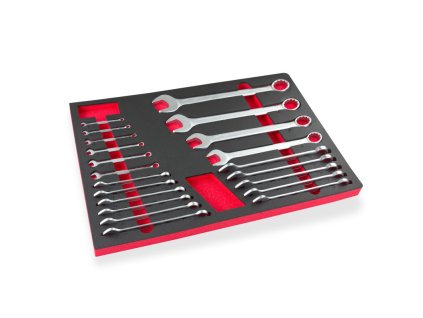 Očko-vidlicové kľúče - modul do zásuvky dielenského vozíka, 21-dielna sada