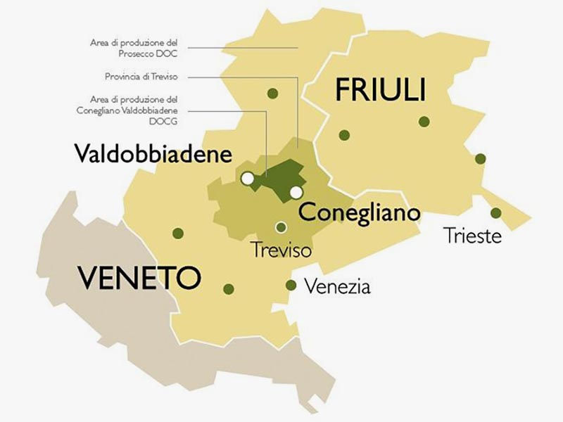 Mapa prosecco Conegliano