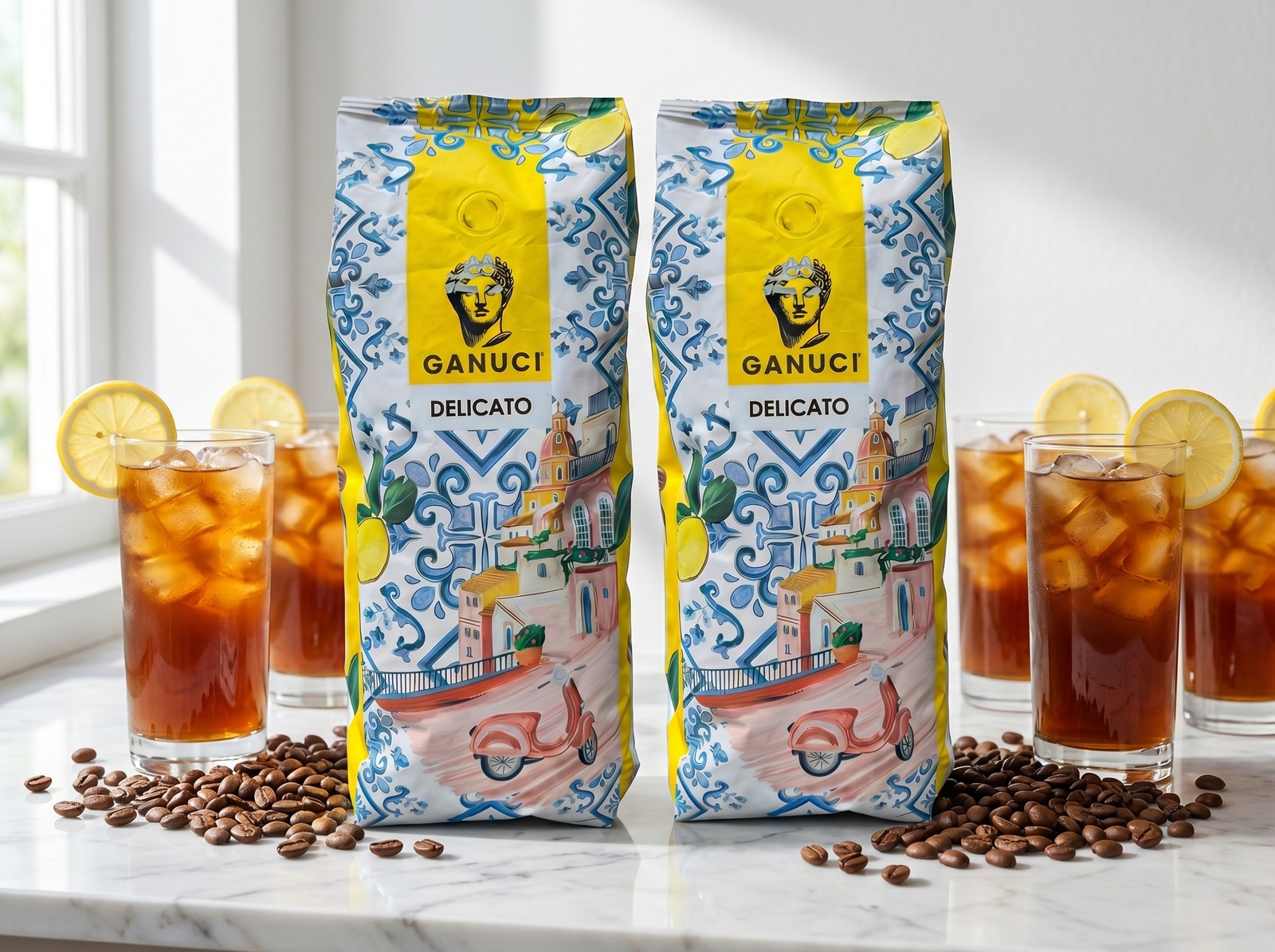 GANUCI Delicato a Perfetto - káva pre cold brew so sklenikami a ľadom