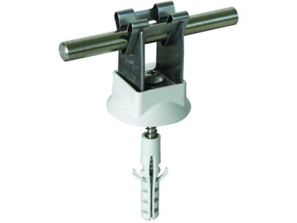 DEHNgrip conductor holder StSt f. Rd 8mm H 20mm with dowel 8x40mm and wood screw