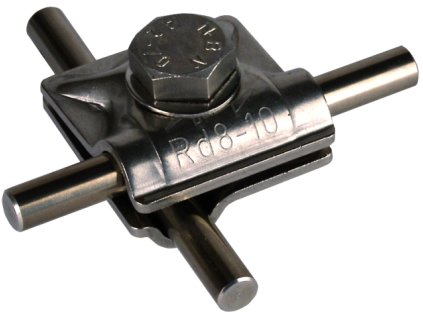 MV clamp StSt f. Rd 8-10mm with hexagon screw and spring washer