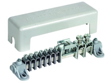 Equipotential bonding bar with cover 7x 2.5-25mm² 2x16-95mm² 1x Fl 40x5mm