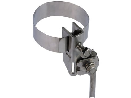 Antenna pipe clamp D 16-89mm StSt w. connection f. Rd 6-8/10 or 4-50mm²