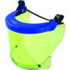Arc-fault-tested face shield with strap and transparent chin protector