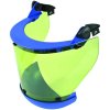 Arc-fault-tested face shield with clip and chin protector