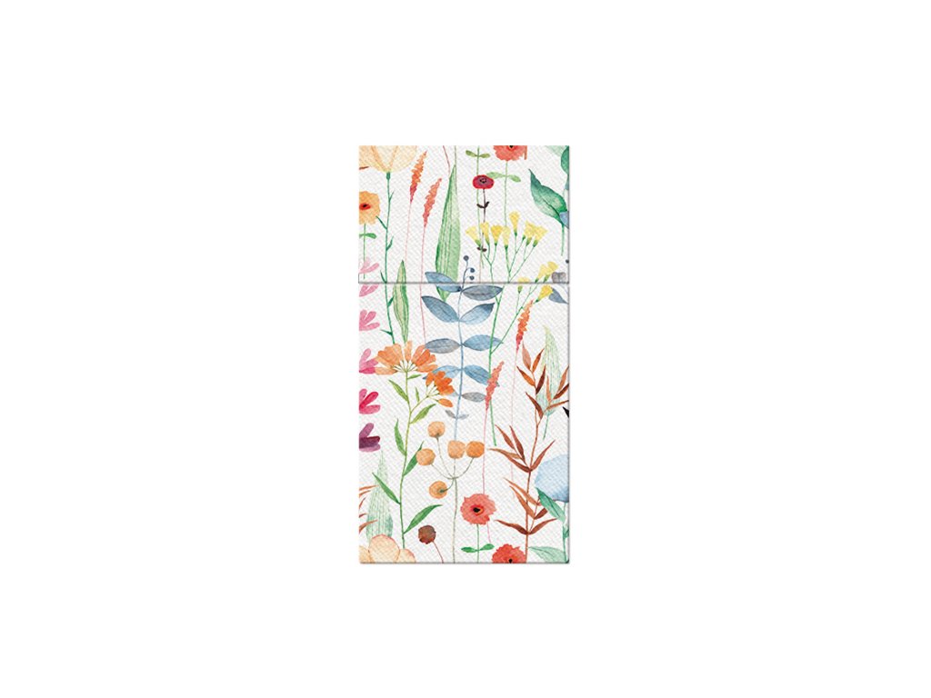 Vrecká na príbory PAW AIRLAID 40x40 cm Watercolor Flowers, 25 ks/bal