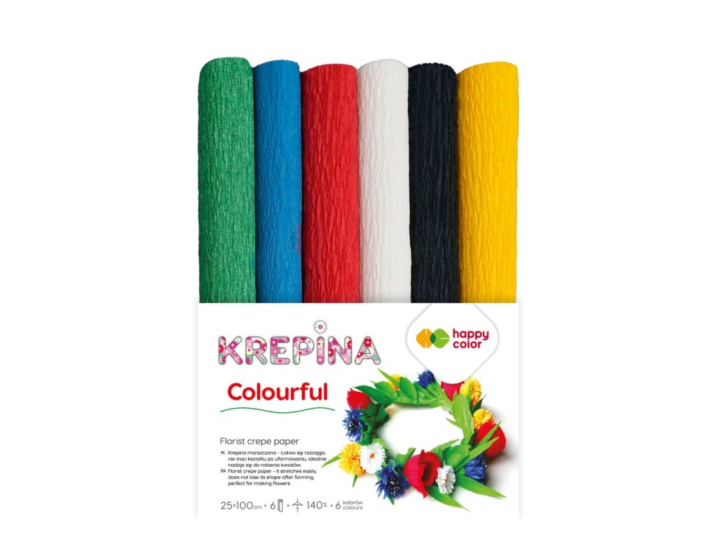 Krepový papier Happy Color 25x100 cm - mix 6 farieb Colorful