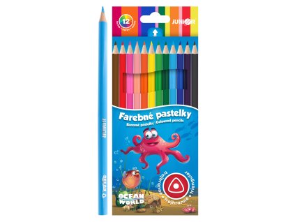 Pastelky JUNIOR Ocean World trojhranné - sada 12 ks