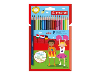 Farbičky šesť-hranné STABILO color, 15 ks rôznych farieb + 3 neónové farby