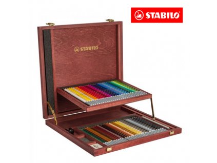 Pastelky STABILO CarbOthello - pastelová krieda v drevenej ceruzke -drevený kufrík, 60 ks