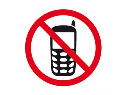 Etikety - informačné "Zákaz používania mobilov", 114x114mm