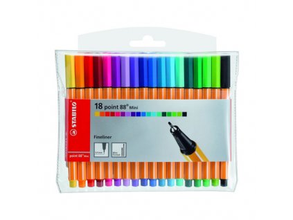 Liner - STABILO point 88 Mini - 18 ks balenie - s 18 rôznymi farbami