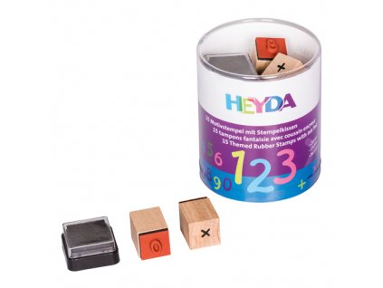 Drevené pečiatky v boxe - 15ks Matematika + poduška
